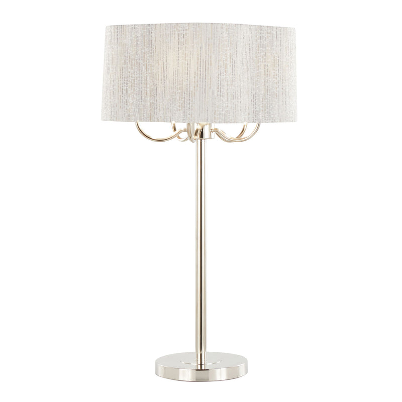 Lumi Source Lily contemporary table lamp with polished nickel finish and gray shade, modern design for stylish indoor lighting.