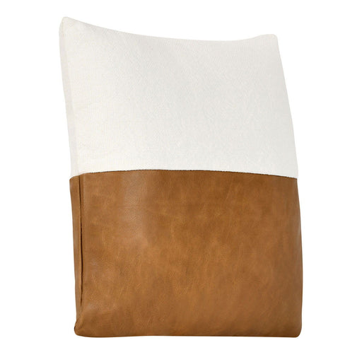 Ivory and chestnut accent pillow from the Canyon collection by Classic Home, featuring soft fabric and decorative stitching.