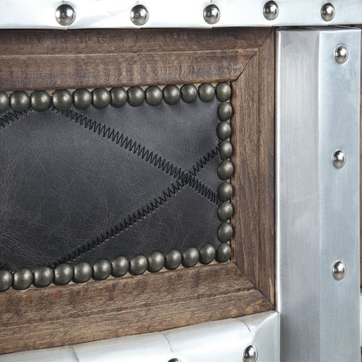 Rahma - Bar Table - Antique Ebony Top Grain Leather & Aluminum - R&R Furniture Gallery (Fountain Valley, CA)