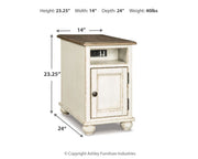 Realyn - Chair Side End Table - AC / USB - White / Brown - R&R Furniture Gallery (Fountain Valley, CA)