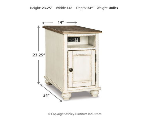 Realyn - Chair Side End Table - AC / USB - White / Brown - R&R Furniture Gallery (Fountain Valley, CA)