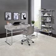 Tigress - Writing Desk - White Printed Faux Marble Top & Chrome - R&R Furniture Gallery (Fountain Valley, CA)