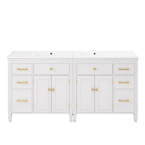 2 Piece Freestanding Bathroom Vanity Set With Sink Top, Reversible Dual Layout