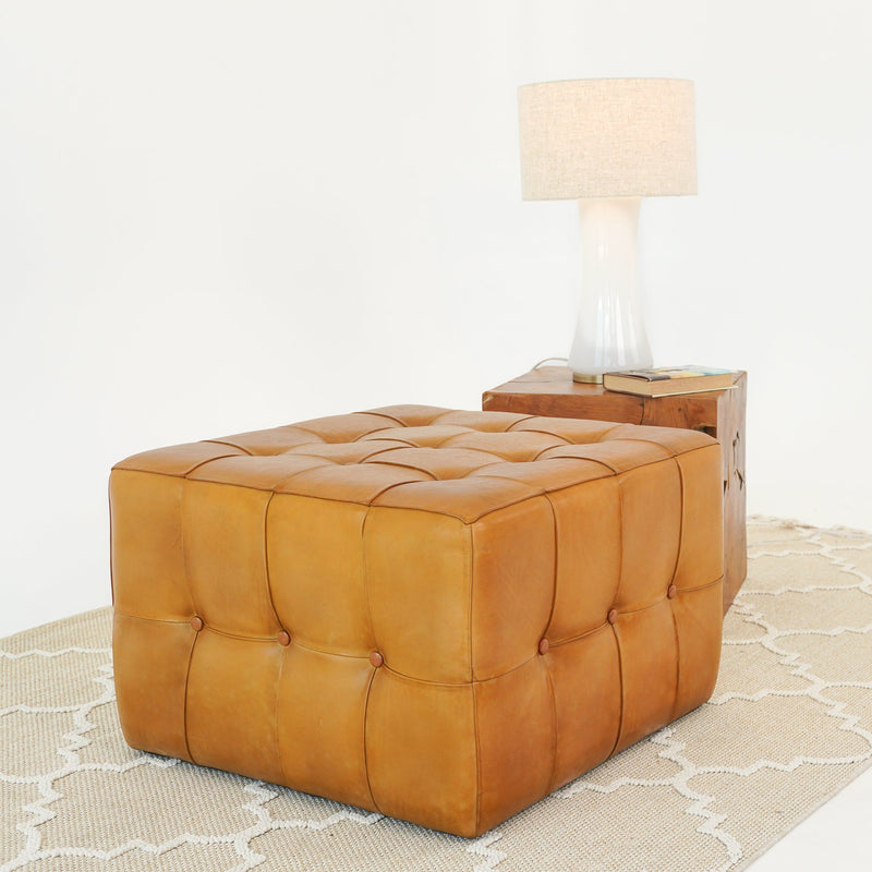 Benjiro - Square Ottoman - Tan - R&R Furniture Gallery (Fountain Valley, CA)