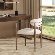 Artemis - Mixed Material Upholstered Dining Arm Chair - Warm White - R&R Furniture Gallery (Fountain Valley, CA)