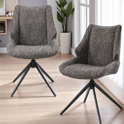 Malika - Side Chair With Swivel (Set of 2) - Brown Chenille - R&R Furniture Gallery (Fountain Valley, CA)