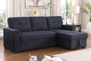 Lucca II - 84.5"W Reversible Sleeper Sectional Sofa with Storage Chaise - R&R Furniture Gallery (Fountain Valley, CA)