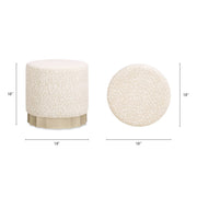 Hampton - Round Upholstered Ottoman With Scalloped Base - Speckled Egg Beige - R&R Furniture Gallery (Fountain Valley, CA)