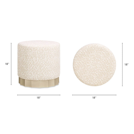 Hampton - Round Upholstered Ottoman With Scalloped Base - Speckled Egg Beige - R&R Furniture Gallery (Fountain Valley, CA)