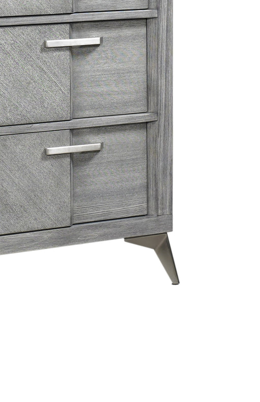 5 Drawer Chest Book Matched Veneers - Gray - R&R Furniture Gallery (Fountain Valley, CA)