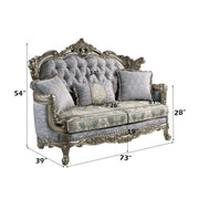 Miliani - Loveseat With 3 Pillows - Fabric & Antique Bronze - R&R Furniture Gallery (Fountain Valley, CA)