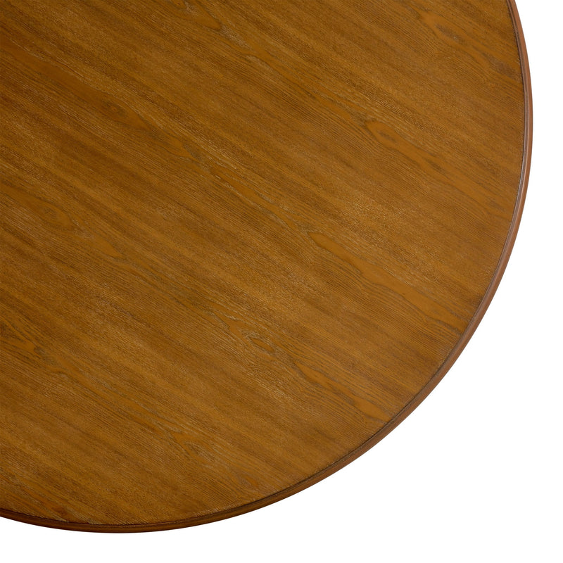 Mid Century Modern Round Dining Table With Metal Legs And Open Shelf - R&R Furniture Gallery (Fountain Valley, CA)
