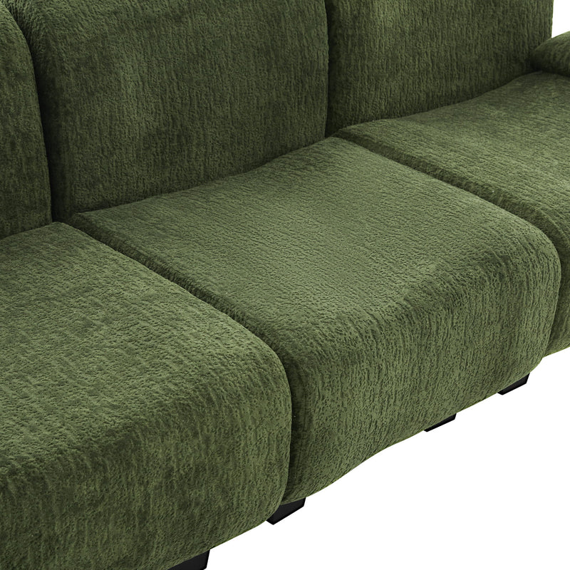 Noble House 3-seater sofa with curved armrests, stationary design, upholstered in neutral fabric, showcasing modern living room style.