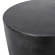 Noble House outdoor concrete end table with natural texture and matte black finish, lightweight and suitable for outdoor use.