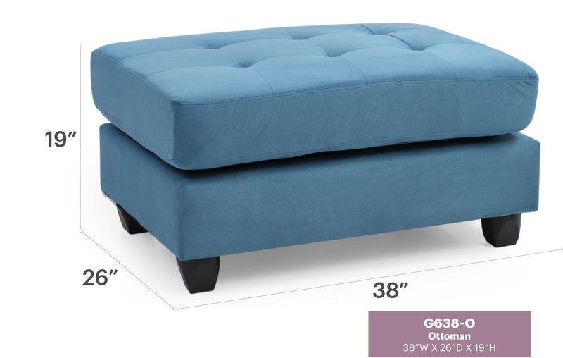 Contemporary upholstered ottoman by Glory Furniture with a sleek design and soft fabric, ideal for modern living rooms.