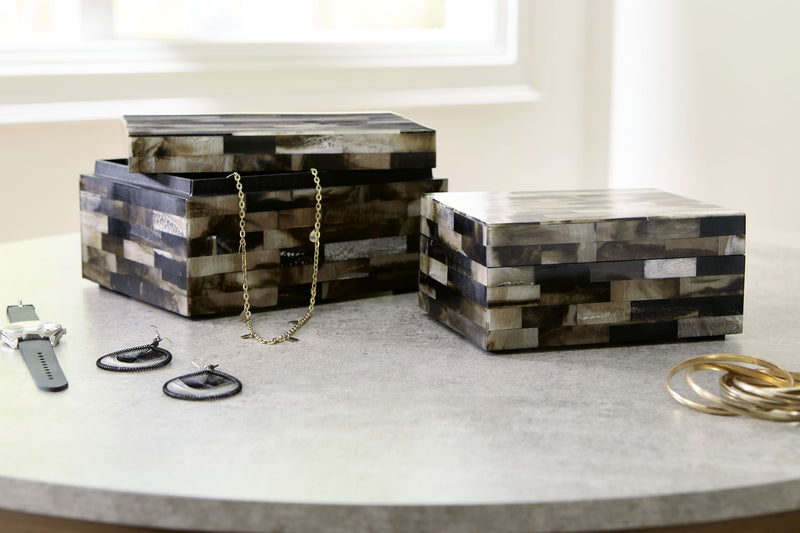 Ellford - Box Set (Set of 2) - Black / Brown / Cream - R&R Furniture Gallery (Fountain Valley, CA)