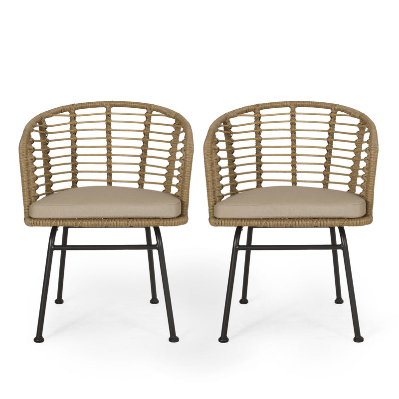 Randy - Modern Wicker Chair With Water Resistant Cushions - Brown / Beige - R&R Furniture Gallery (Fountain Valley, CA)