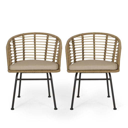 Randy - Modern Wicker Chair With Water Resistant Cushions - Brown / Beige - R&R Furniture Gallery (Fountain Valley, CA)