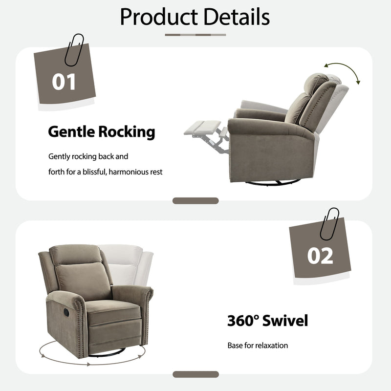 360 Degrees Swivel Recliner Manual Rocking Recliner Home With Adjustable Backrest - R&R Furniture Gallery (Fountain Valley, CA)
