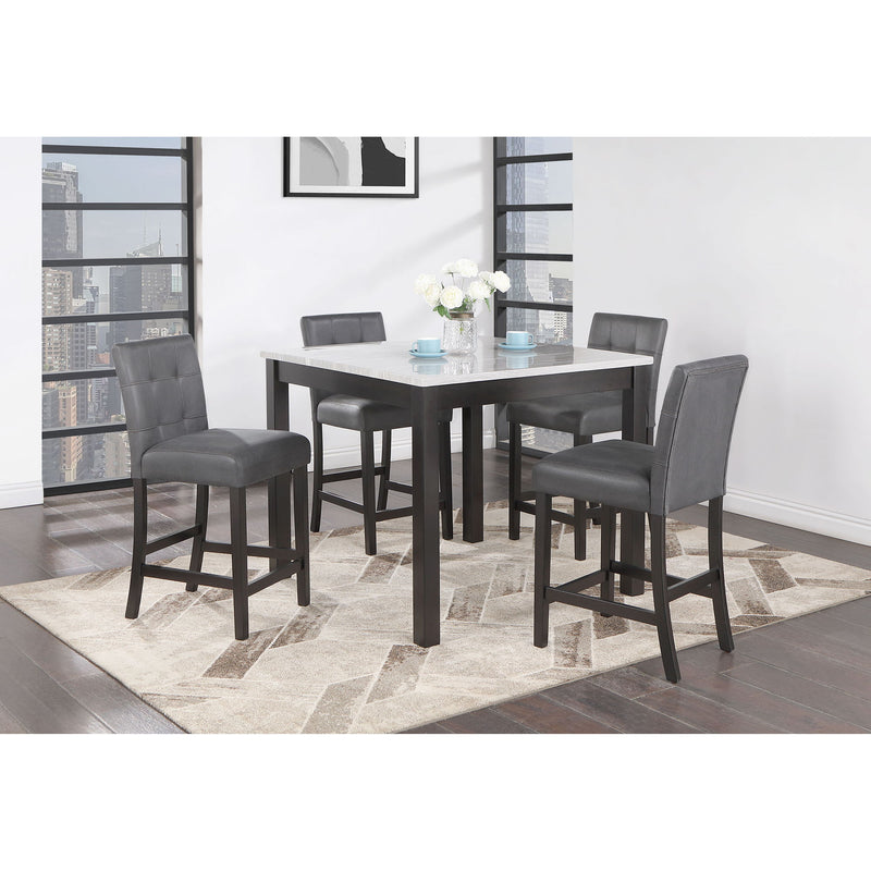 Leon - Bar Table And 4 Bar Stools - Espresso / White - R&R Furniture Gallery (Fountain Valley, CA)