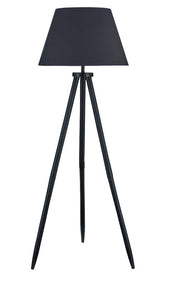 Black wood floor lamp from Signature Design by Ashley Orhan collection, featuring a tall, sleek design with a modern aesthetic.