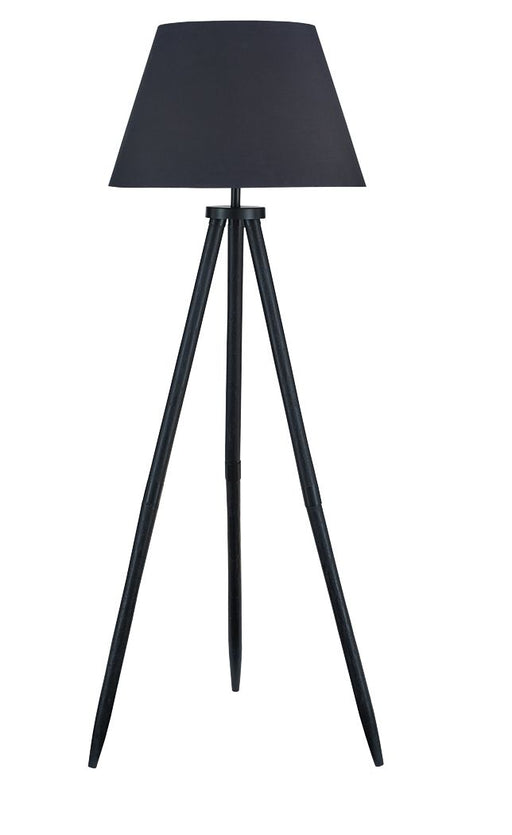 Black wood floor lamp from Signature Design by Ashley Orhan collection, featuring a tall, sleek design with a modern aesthetic.