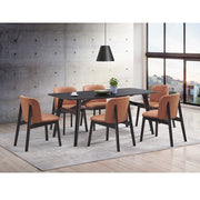 Eliora - Side Chair (Set of 2) - Camel Polish Microfiber & Black - R&R Furniture Gallery (Fountain Valley, CA)