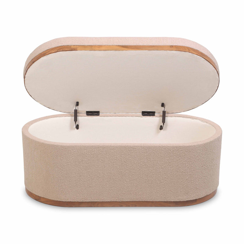 Olivier - Boucle Oval Storage Ottoman - R&R Furniture Gallery (Fountain Valley, CA)