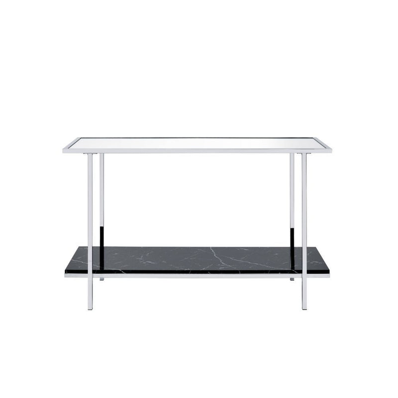 Angwin - Console Table - Mirrored, Faux Marble Top & Chrome - R&R Furniture Gallery (Fountain Valley, CA)
