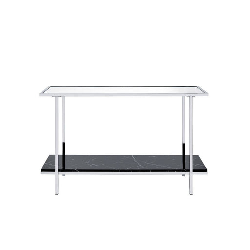 Angwin - Console Table - Mirrored, Faux Marble Top & Chrome - R&R Furniture Gallery (Fountain Valley, CA)