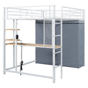 Loft Bed With Desk, Shelves, Power Outlet, LED Light And Wardrobe - R&R Furniture Gallery (Fountain Valley, CA)