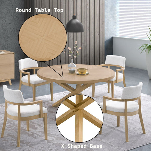 Kasem - Round Dining Table - Oak - R&R Furniture Gallery (Fountain Valley, CA)