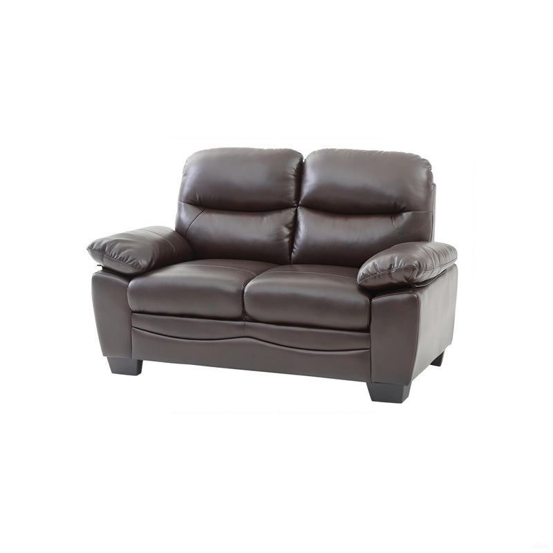 Glory Furniture Marta stationary loveseat with plush fabric upholstery and modern design, shown in a cozy living room setting.