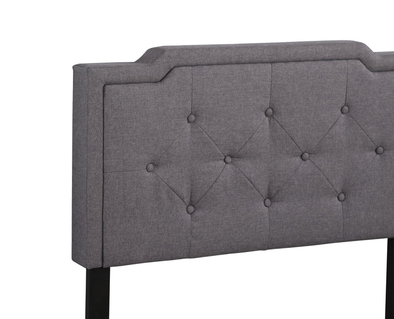 Button tufted upholstered bed by Glory Furniture, featuring plush fabric and elegant design for cozy bedroom spaces.