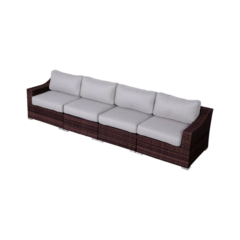 Contemporary Outdoor Rattan Wicker Sectional Seating Group With Cushions - R&R Furniture Gallery (Fountain Valley, CA)