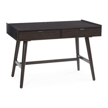 Signature Design by Ashley home office desk in merlot with clean lines and spacious surface, perfect for writing and workspace organization.