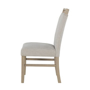 Light gray vanilla dining side chair from Global Furniture USA with a modern design and wooden legs.