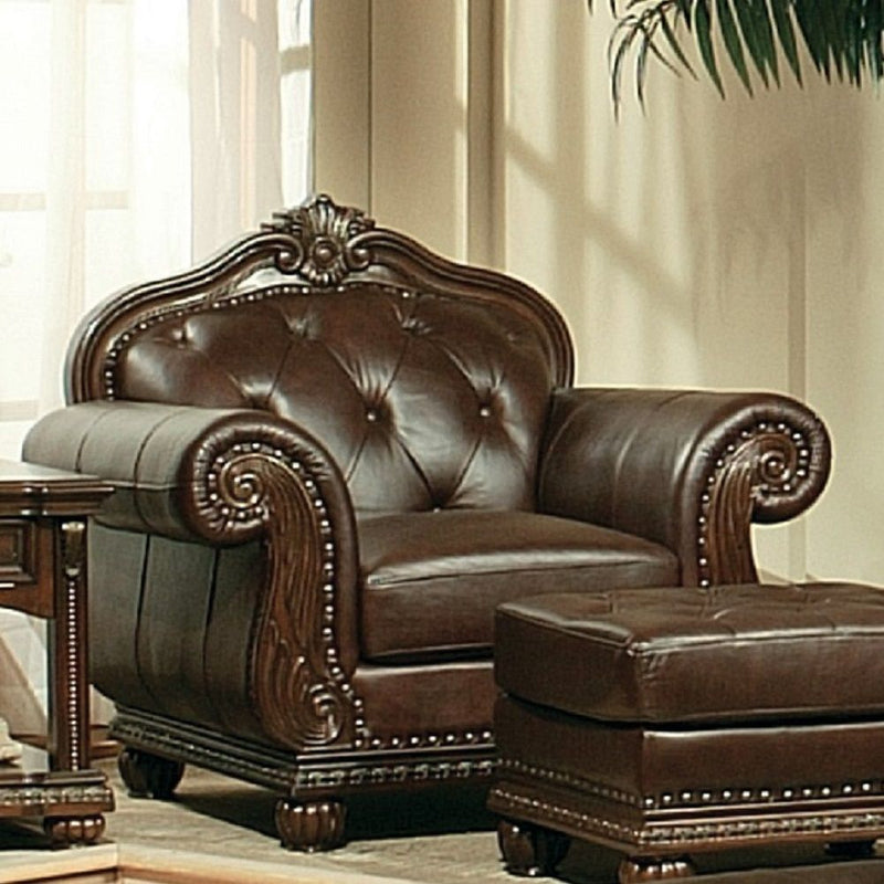 Anondale - Chair - Espresso Top Grain Leather Match & Cherry - R&R Furniture Gallery (Fountain Valley, CA)