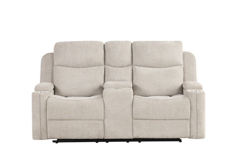 Galya - Motion Loveseat With Console - Light Gray