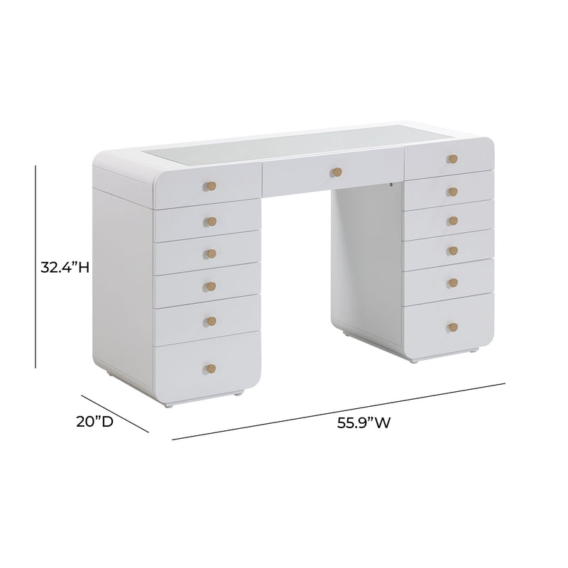 Hollywood - Desk with Jumbo LED Panel Vanity Mirror - White - R&R Furniture Gallery (Fountain Valley, CA)