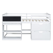 Low Loft Bed With Rolling Desk, Shelf And Drawers - R&R Furniture Gallery (Fountain Valley, CA)