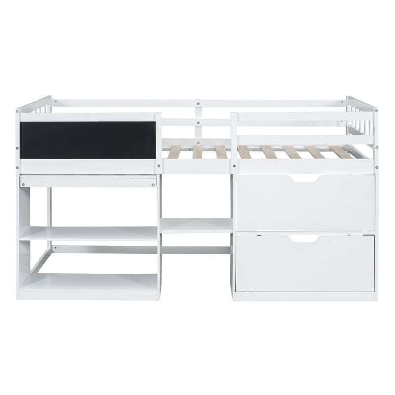 Low Loft Bed With Rolling Desk, Shelf And Drawers - R&R Furniture Gallery (Fountain Valley, CA)