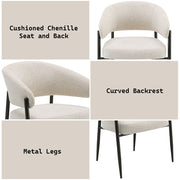 Jirina - Chenille Arm Chair With Metal Legs (Set of 2) - Beige & Black - R&R Furniture Gallery (Fountain Valley, CA)