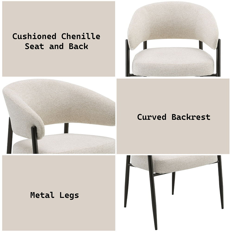 Jirina - Chenille Arm Chair With Metal Legs (Set of 2) - Beige & Black - R&R Furniture Gallery (Fountain Valley, CA)