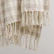 Classic Home natural ivory throw blanket, 50 x 70 inches, soft and cozy sari-style throw for living room or bedroom decor.