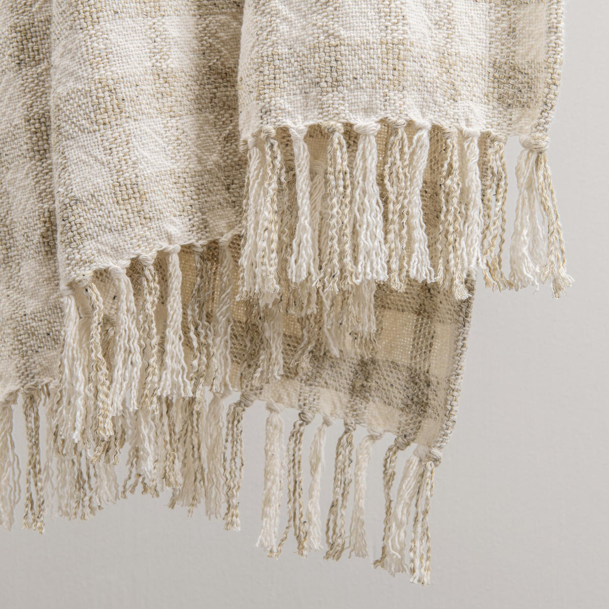 Classic Home natural ivory throw blanket, 50 x 70 inches, soft and cozy sari-style throw for living room or bedroom decor.