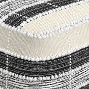 Barley - Square Pouf - White / Beige / Black - R&R Furniture Gallery (Fountain Valley, CA)