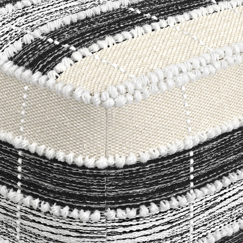 Barley - Square Pouf - White / Beige / Black - R&R Furniture Gallery (Fountain Valley, CA)