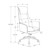 Black 8th Street office swivel chair with adjustable height and ergonomic design, featuring a cushioned seat and armrests.