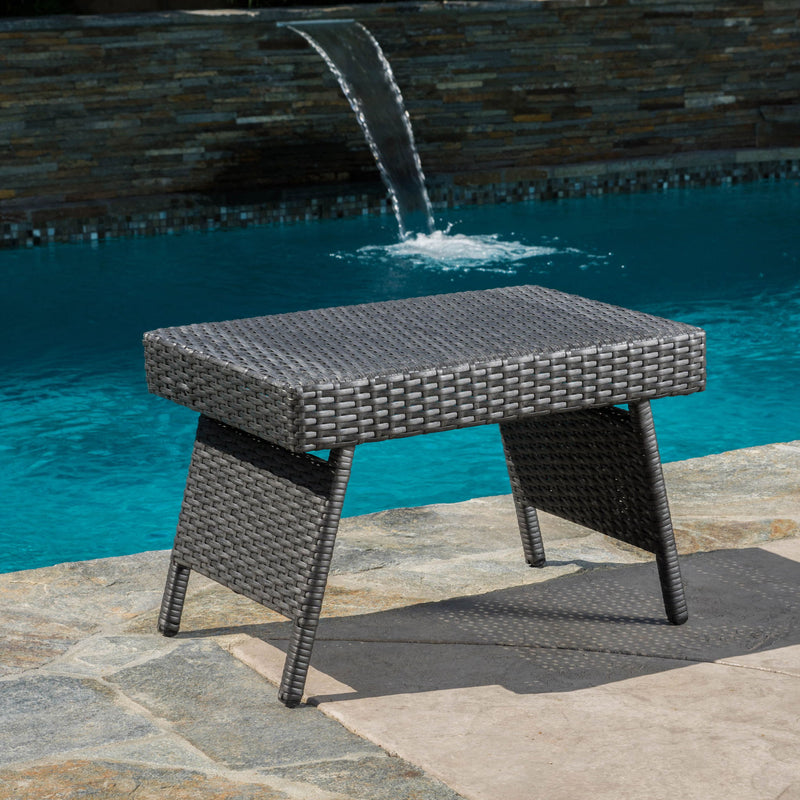 Outdoor Wicker Table With Rectangular Tabletop - Gray - R&R Furniture Gallery (Fountain Valley, CA)